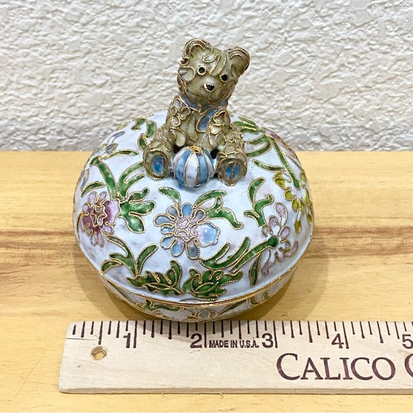 Vintage NYCO Nikki Yassaman White Bear Trinket Box Faberge Enameled Art Figurine - Picture 12 of 15